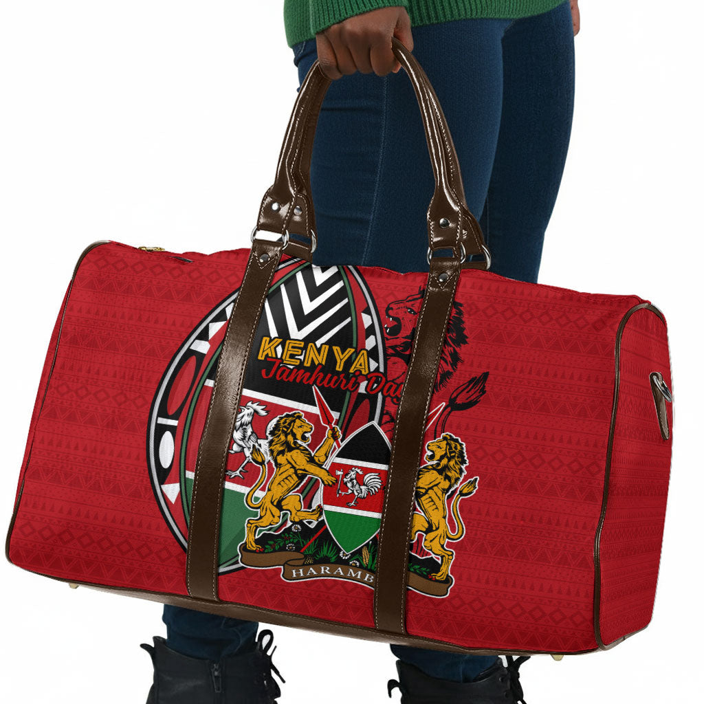 Kenya Jamhuri Day Travel Bag Harambee Spirit Lion Flag Tribal