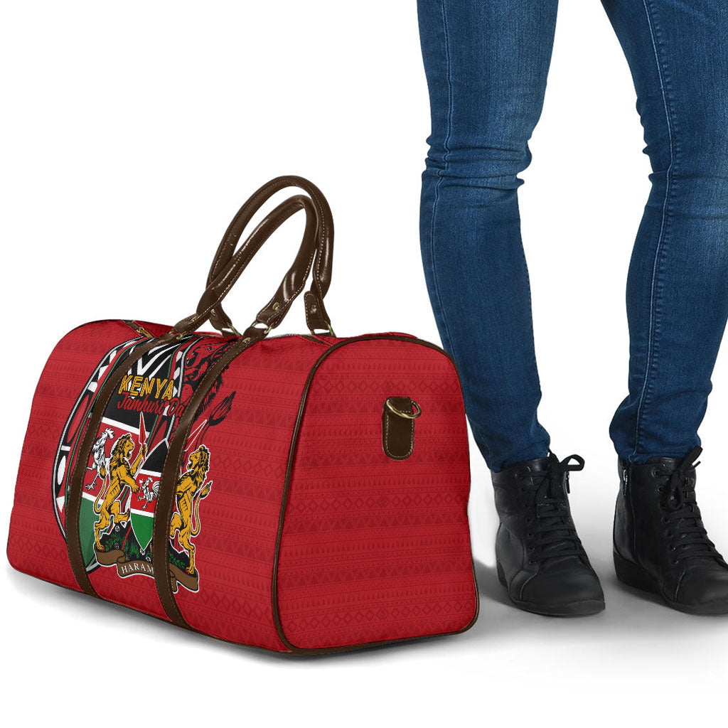 Kenya Jamhuri Day Travel Bag Harambee Spirit Lion Flag Tribal