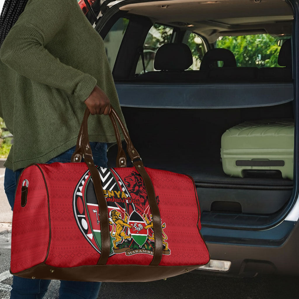 Kenya Jamhuri Day Travel Bag Harambee Spirit Lion Flag Tribal