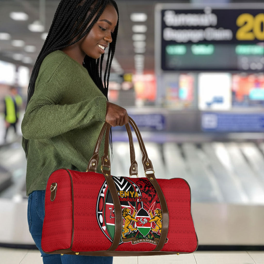 Kenya Jamhuri Day Travel Bag Harambee Spirit Lion Flag Tribal