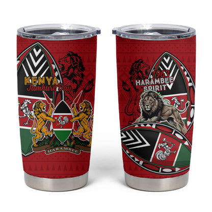 Kenya Jamhuri Day Tumbler Cup Harambee Spirit Lion Flag Tribal