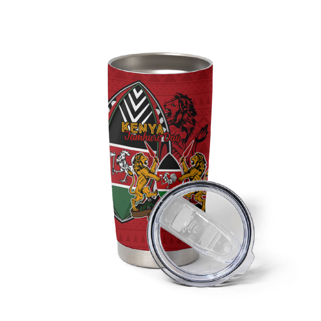 Kenya Jamhuri Day Tumbler Cup Harambee Spirit Lion Flag Tribal