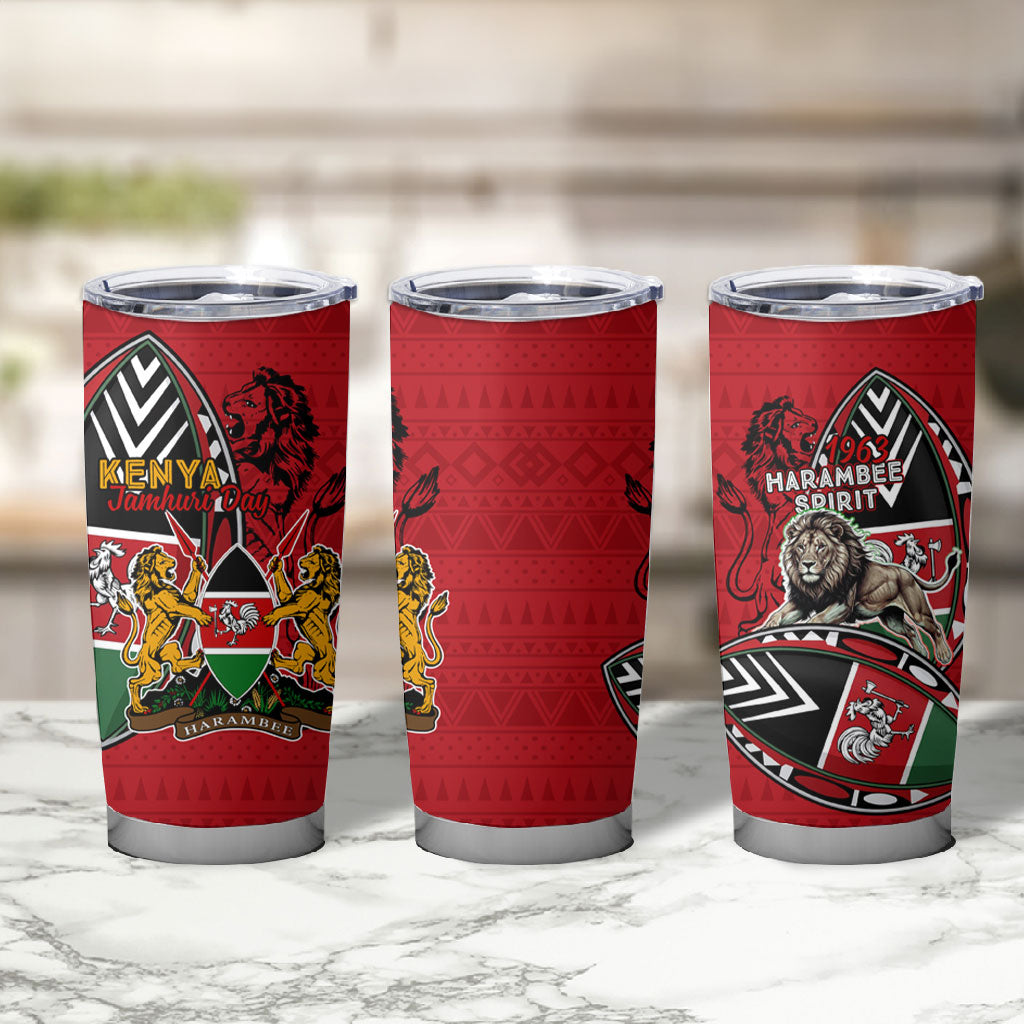 Kenya Jamhuri Day Tumbler Cup Harambee Spirit Lion Flag Tribal