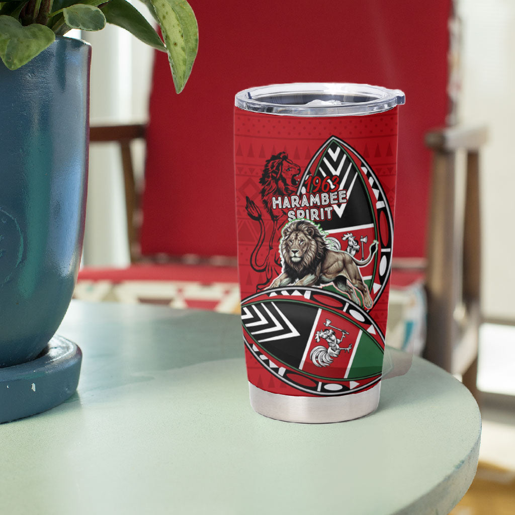 Kenya Jamhuri Day Tumbler Cup Harambee Spirit Lion Flag Tribal
