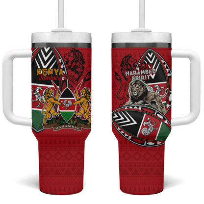Kenya Jamhuri Day Tumbler With Handle Harambee Spirit Lion Flag Tribal