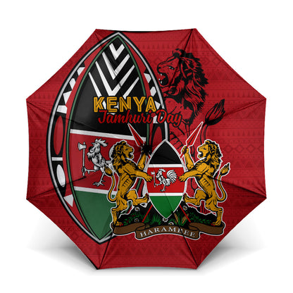 Kenya Jamhuri Day Umbrella Harambee Spirit Lion Flag Tribal