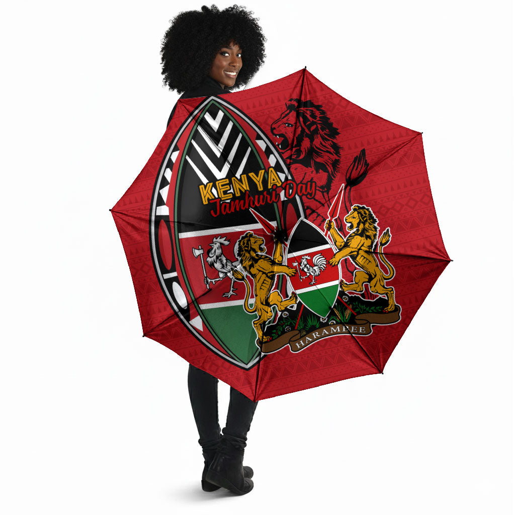 Kenya Jamhuri Day Umbrella Harambee Spirit Lion Flag Tribal