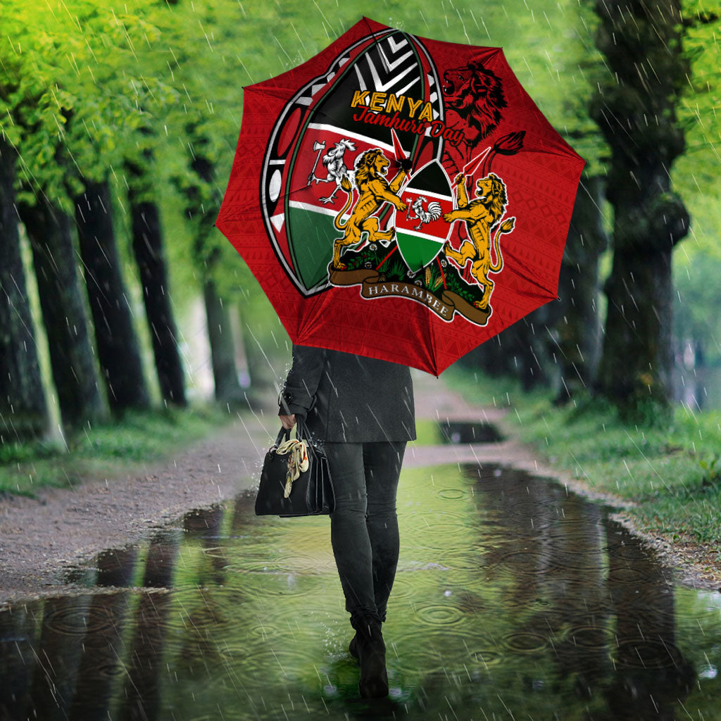 Kenya Jamhuri Day Umbrella Harambee Spirit Lion Flag Tribal