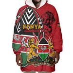 Kenya Jamhuri Day Wearable Blanket Hoodie Harambee Spirit Lion Flag Tribal