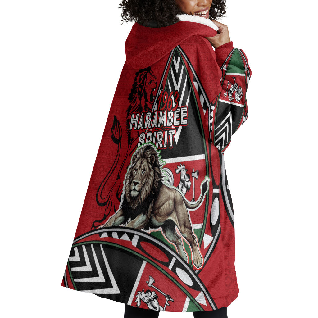 Kenya Jamhuri Day Wearable Blanket Hoodie Harambee Spirit Lion Flag Tribal