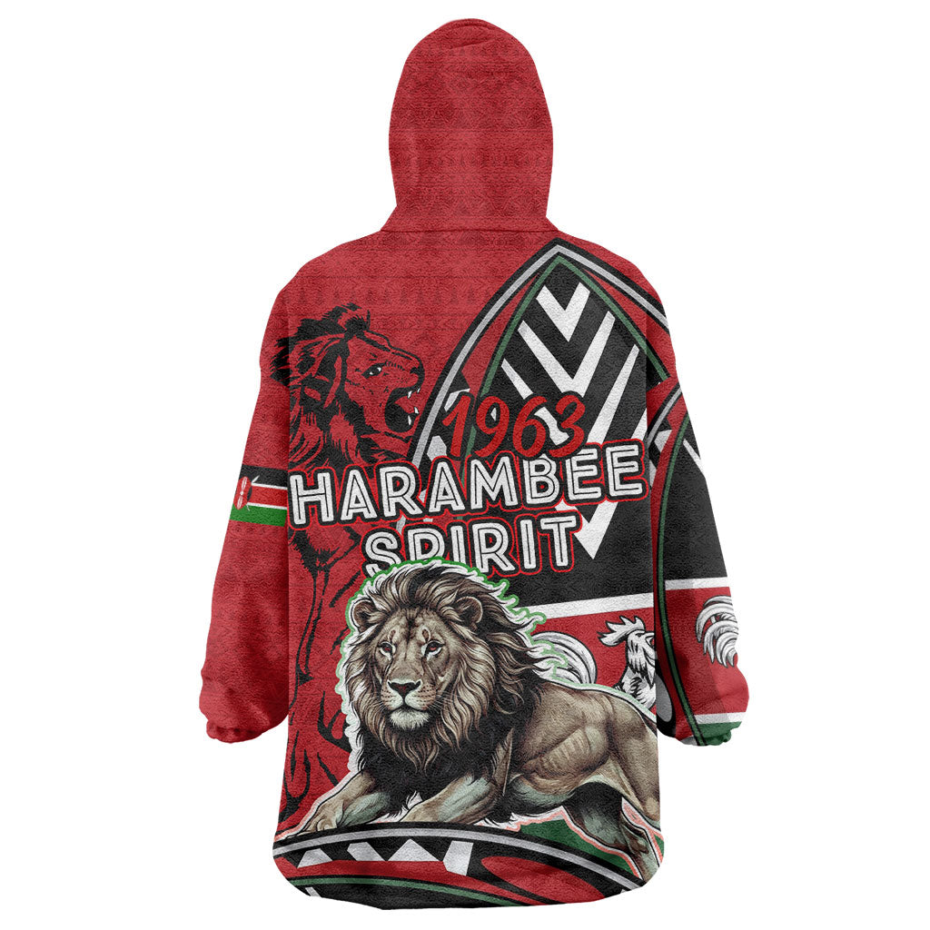 Kenya Jamhuri Day Wearable Blanket Hoodie Harambee Spirit Lion Flag Tribal