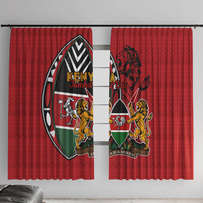 Kenya Jamhuri Day Window Curtain Harambee Spirit Lion Flag Tribal
