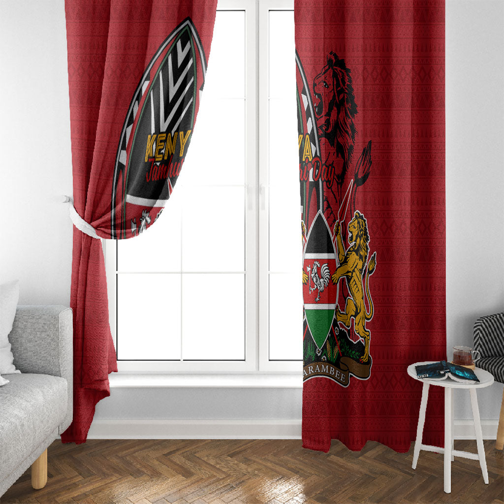 Kenya Jamhuri Day Window Curtain Harambee Spirit Lion Flag Tribal