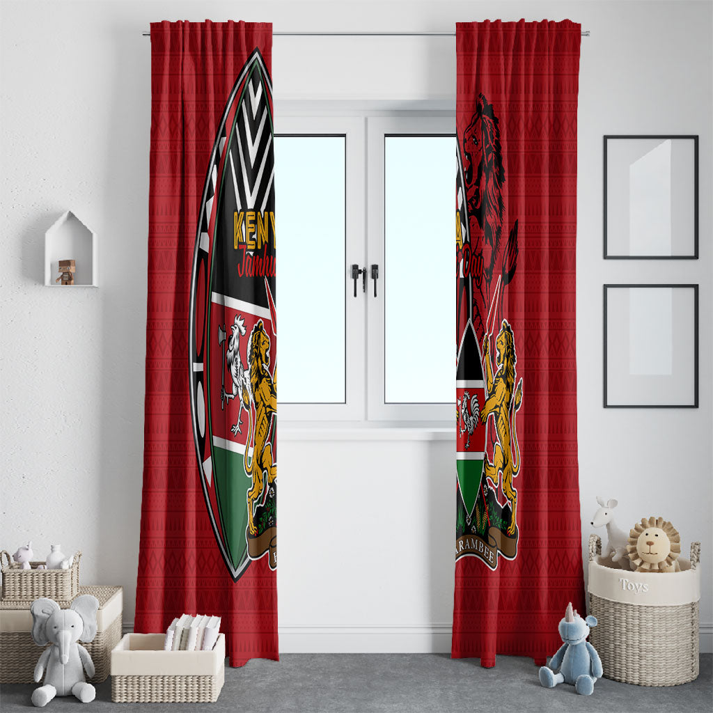Kenya Jamhuri Day Window Curtain Harambee Spirit Lion Flag Tribal
