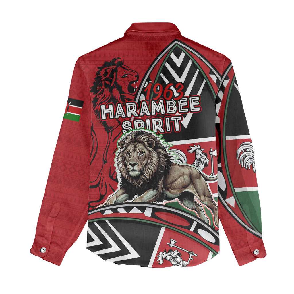 Kenya Jamhuri Day Women Casual Shirt Harambee Spirit Lion Flag Tribal