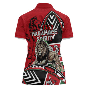 Kenya Jamhuri Day Women Polo Shirt Harambee Spirit Lion Flag Tribal
