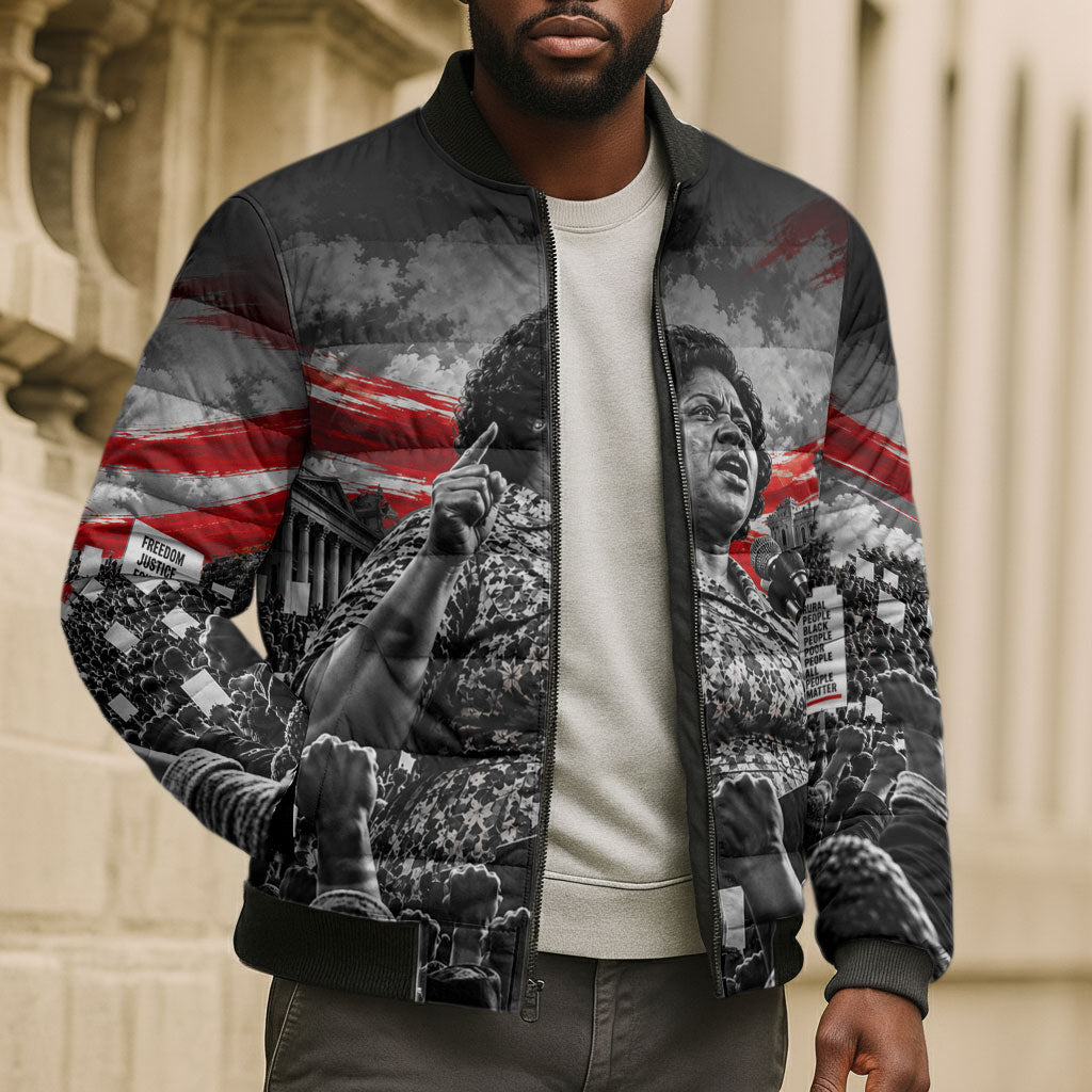 Fannie Lou Hamer Civil Rights Bomber Puffer Jacket Voting Rights Activist Tribute Art