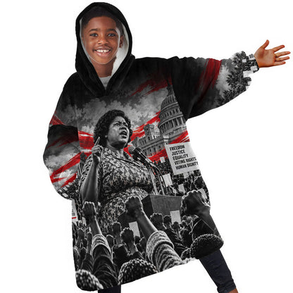 Fannie Lou Hamer Civil Rights Kid Wearable Blanket Hoodie Voting Rights Activist Tribute Art