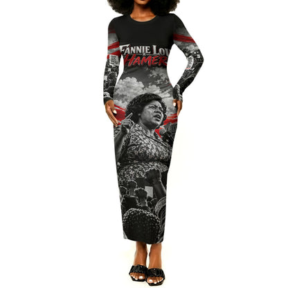 Fannie Lou Hamer Civil Rights Long Sleeve Bodycon Dress Voting Rights Activist Tribute Art