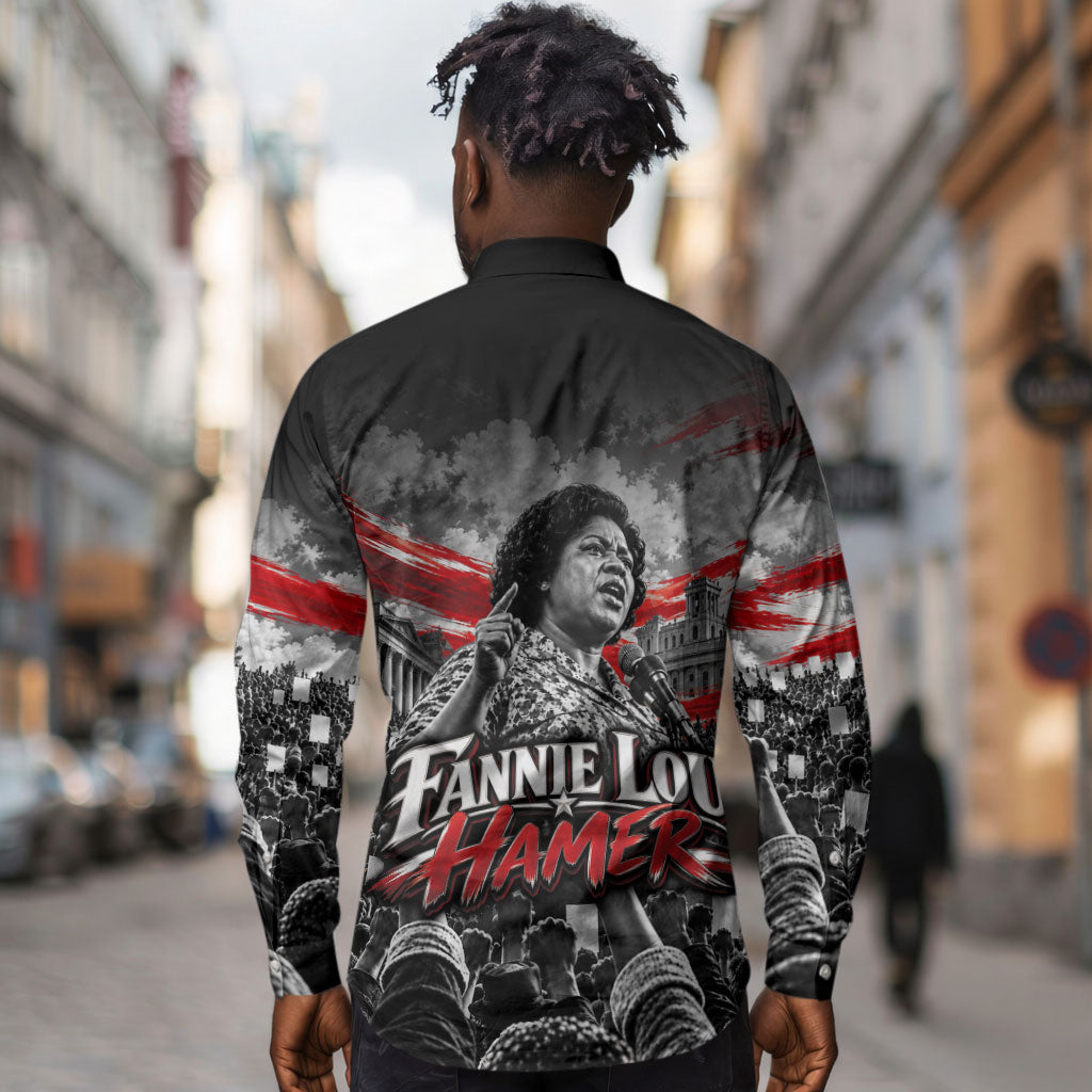 Fannie Lou Hamer Civil Rights Long Sleeve Button Shirt Voting Rights Activist Tribute Art