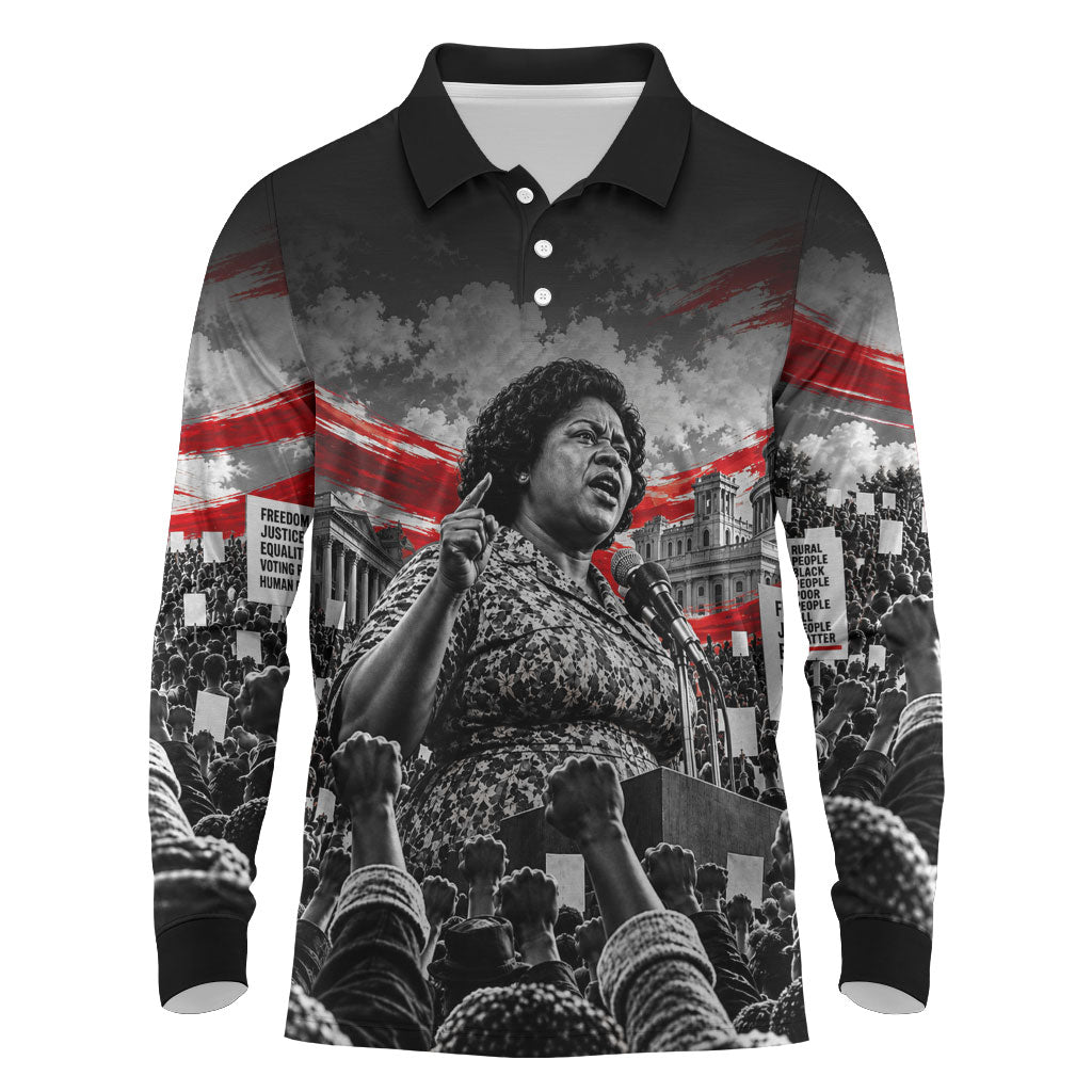 Fannie Lou Hamer Civil Rights Long Sleeve Polo Shirt Voting Rights Activist Tribute Art