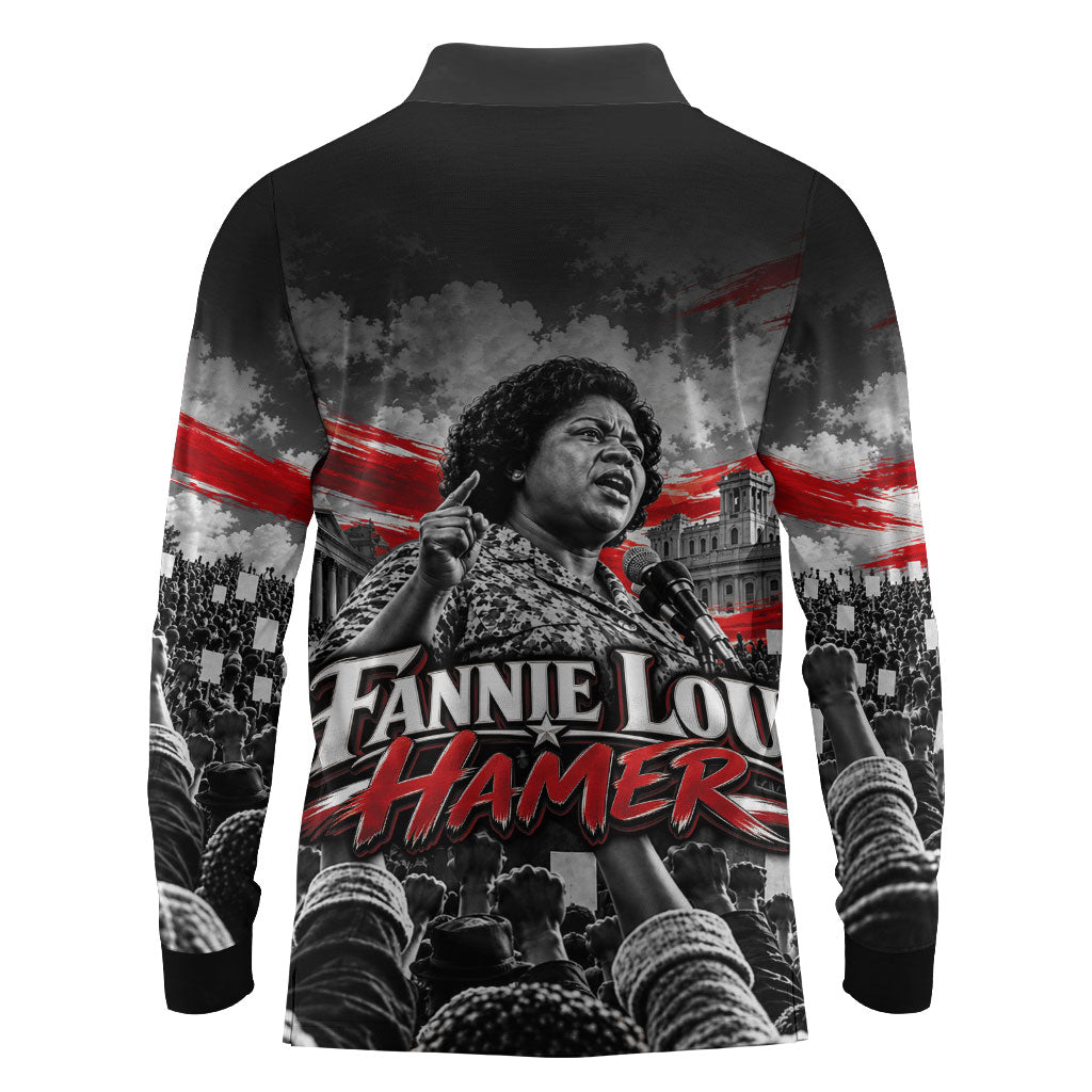 Fannie Lou Hamer Civil Rights Long Sleeve Polo Shirt Voting Rights Activist Tribute Art