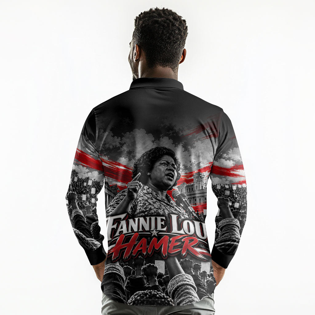 Fannie Lou Hamer Civil Rights Long Sleeve Polo Shirt Voting Rights Activist Tribute Art
