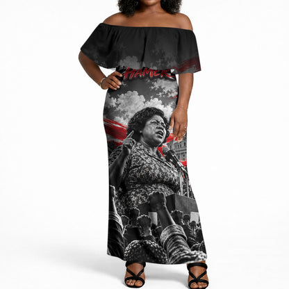 Fannie Lou Hamer Civil Rights Off Shoulder Maxi Dress Voting Rights Activist Tribute Art