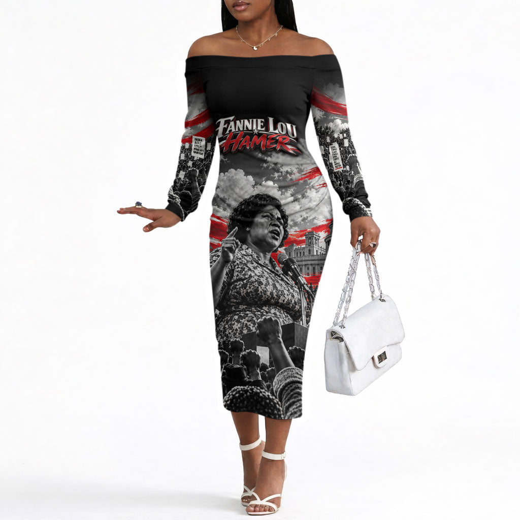 Fannie Lou Hamer Civil Rights Off The Shoulder Long Sleeve Dress Voting Rights Activist Tribute Art