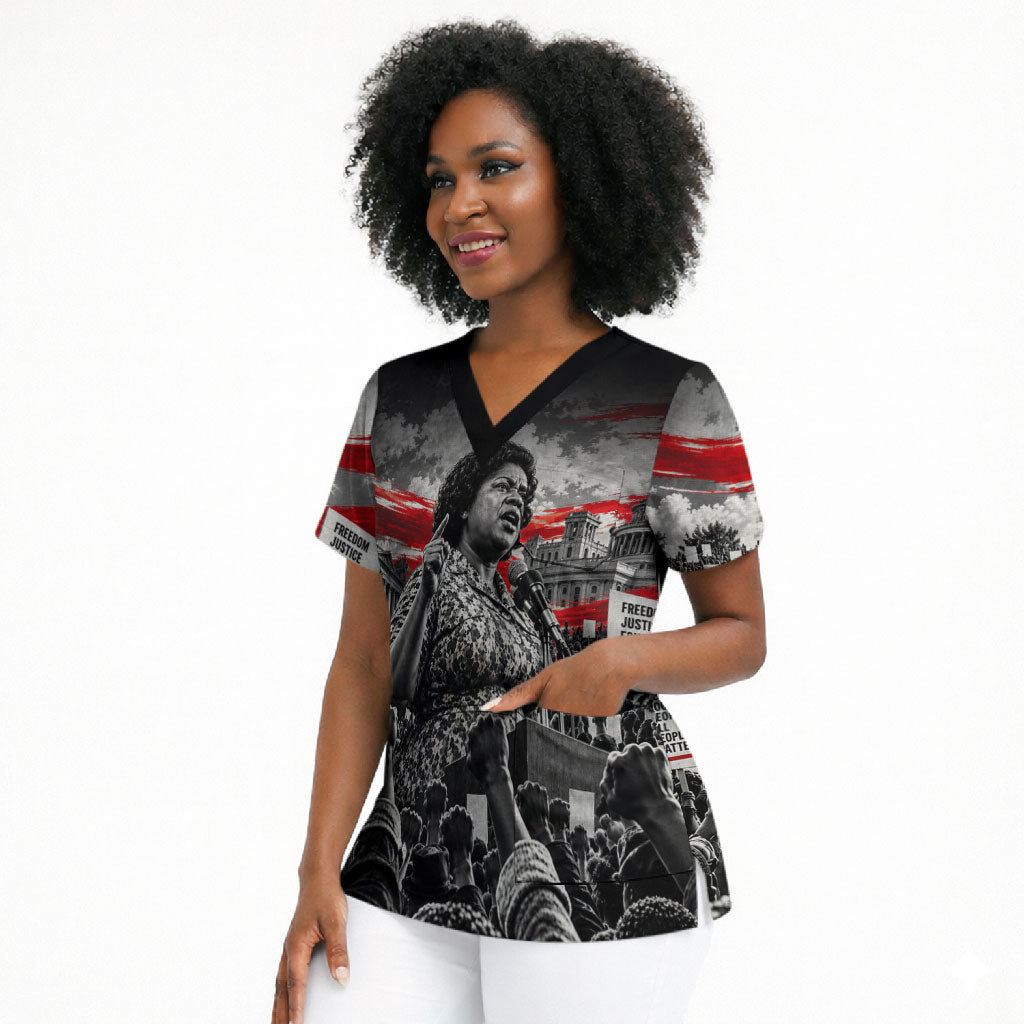 Fannie Lou Hamer Civil Rights Scrub Top Voting Rights Activist Tribute Art