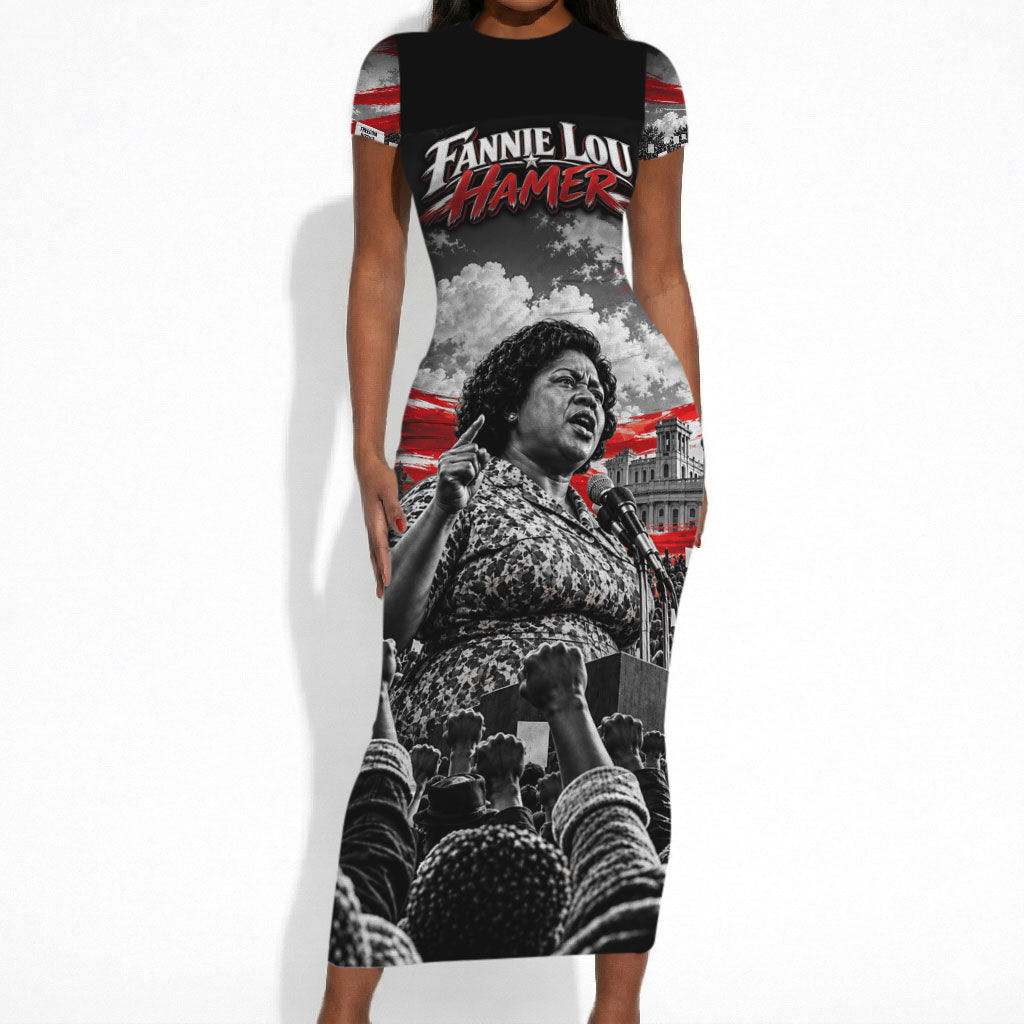 Fannie Lou Hamer Civil Rights Short Sleeve Bodycon Dress Voting Rights Activist Tribute Art