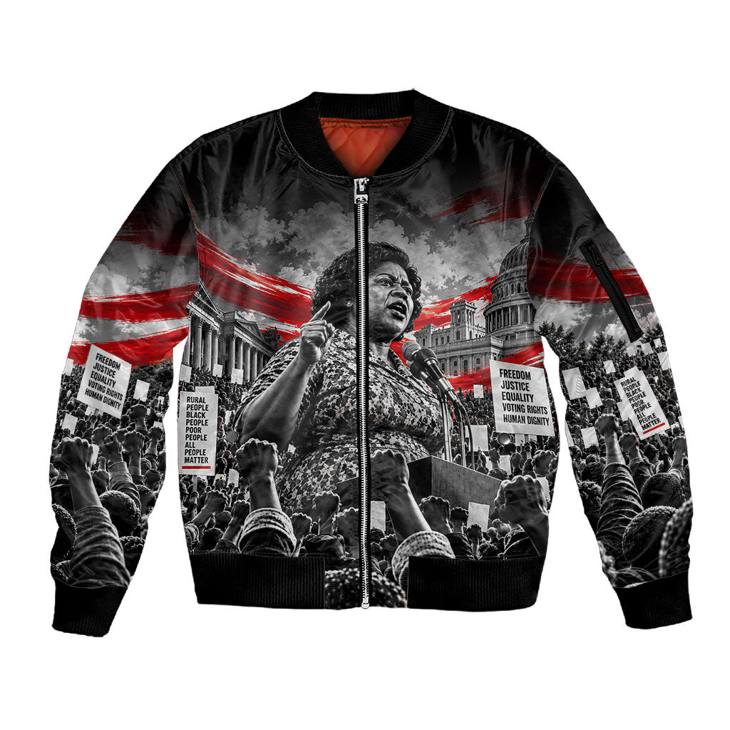 Fannie Lou Hamer Civil Rights Sleeve Zip Bomber Jacket Voting Rights Activist Tribute Art