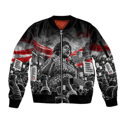 Fannie Lou Hamer Civil Rights Sleeve Zip Bomber Jacket Voting Rights Activist Tribute Art