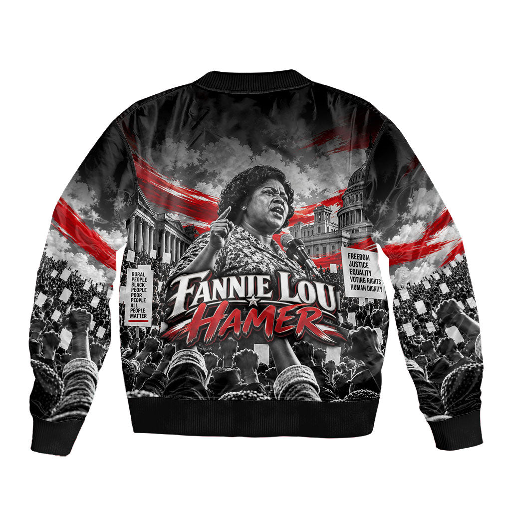 Fannie Lou Hamer Civil Rights Sleeve Zip Bomber Jacket Voting Rights Activist Tribute Art