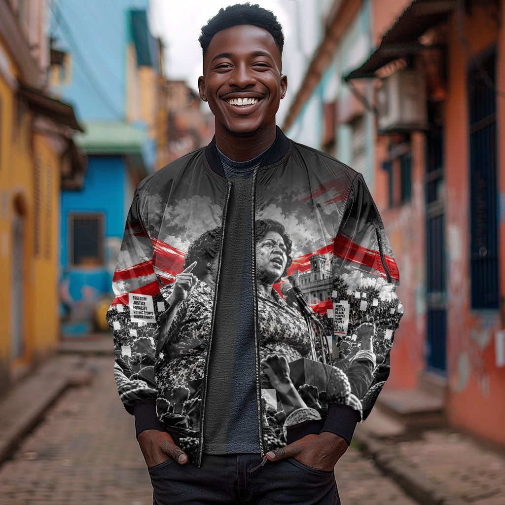 Fannie Lou Hamer Civil Rights Sleeve Zip Bomber Jacket Voting Rights Activist Tribute Art