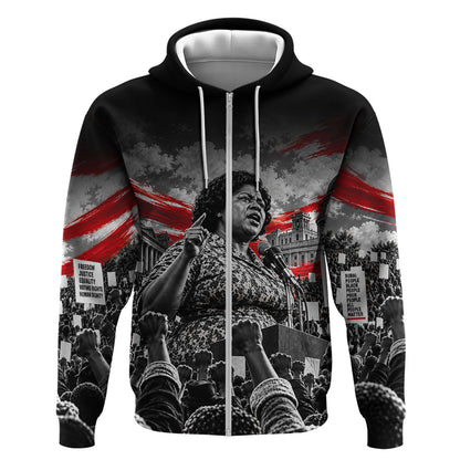 Fannie Lou Hamer Civil Rights Zip Hoodie Voting Rights Activist Tribute Art