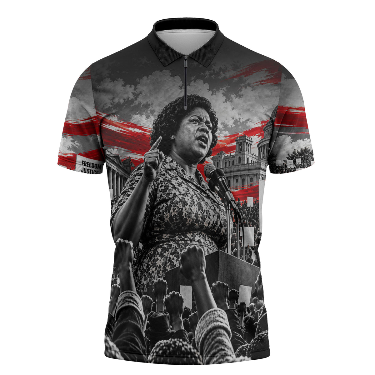 Fannie Lou Hamer Civil Rights Zipper Polo Shirt Voting Rights Activist Tribute Art