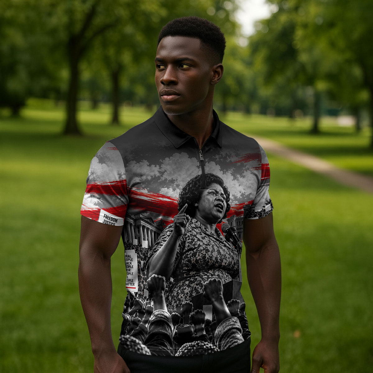 Fannie Lou Hamer Civil Rights Zipper Polo Shirt Voting Rights Activist Tribute Art