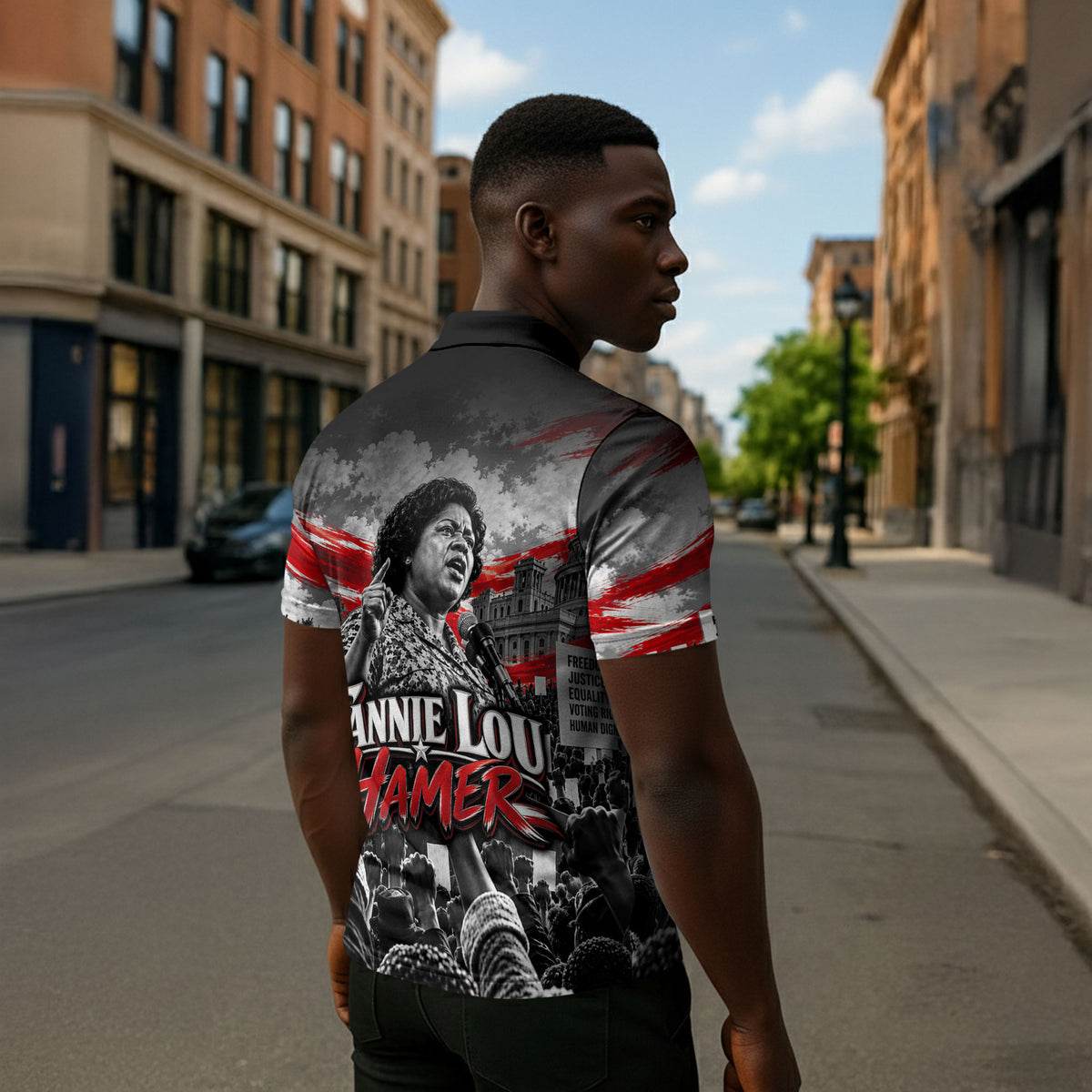 Fannie Lou Hamer Civil Rights Zipper Polo Shirt Voting Rights Activist Tribute Art