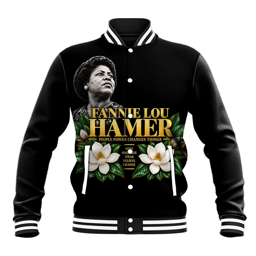 Fannie Lou Hamer Civil Rights Baseball Jacket Voting Rights Activist Magnolia Flowers Art