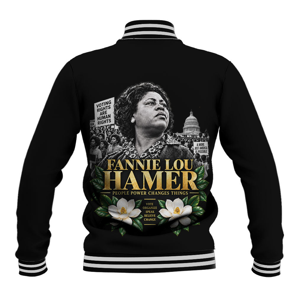 Fannie Lou Hamer Civil Rights Baseball Jacket Voting Rights Activist Magnolia Flowers Art