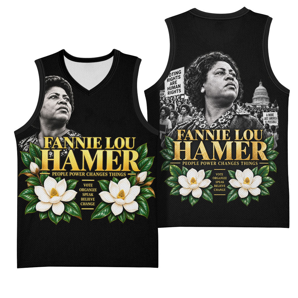 Fannie Lou Hamer Civil Rights Basketball Jersey Voting Rights Activist Magnolia Flowers Art