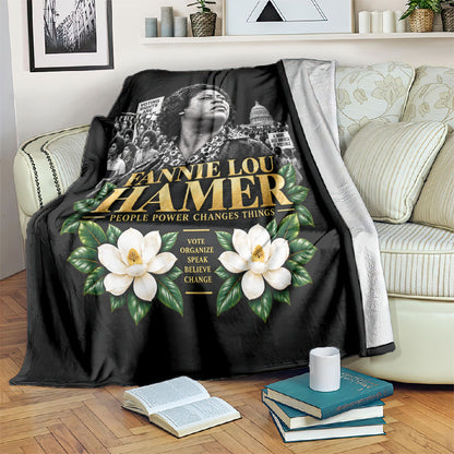 Fannie Lou Hamer Civil Rights Blanket Voting Rights Activist Magnolia Flowers Art