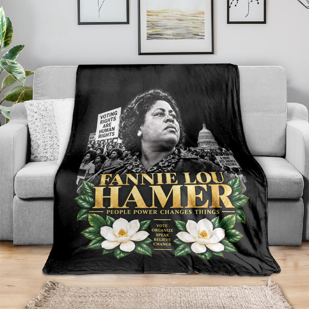 Fannie Lou Hamer Civil Rights Blanket Voting Rights Activist Magnolia Flowers Art