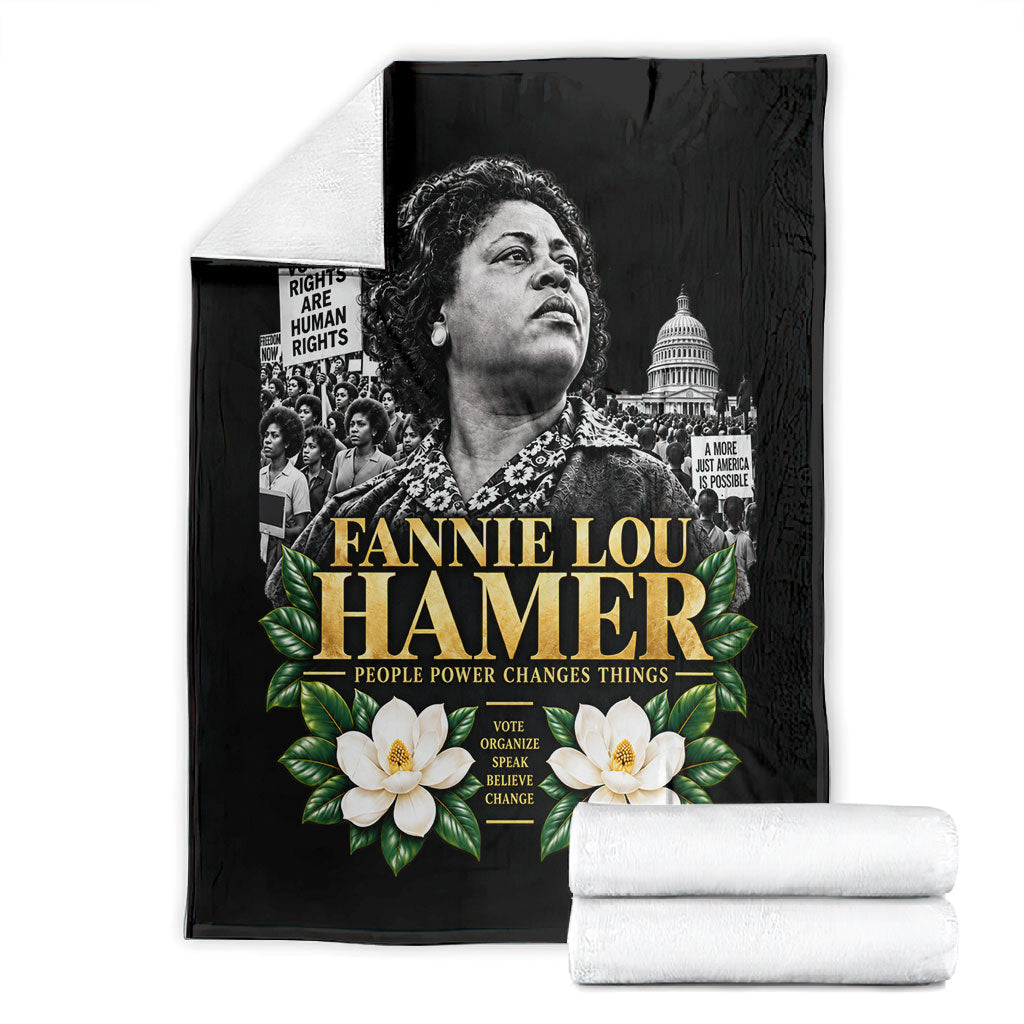 Fannie Lou Hamer Civil Rights Blanket Voting Rights Activist Magnolia Flowers Art