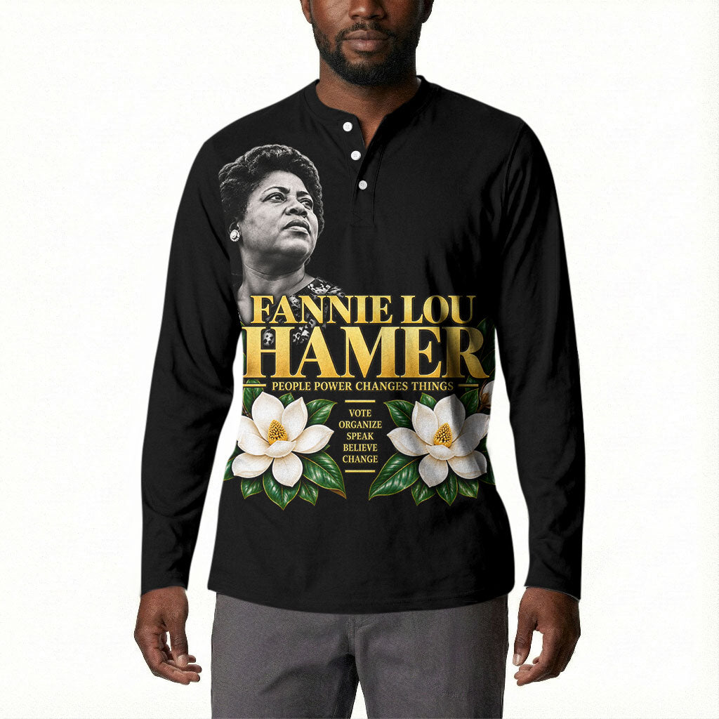 Fannie Lou Hamer Civil Rights Button Sweatshirt Voting Rights Activist Magnolia Flowers Art