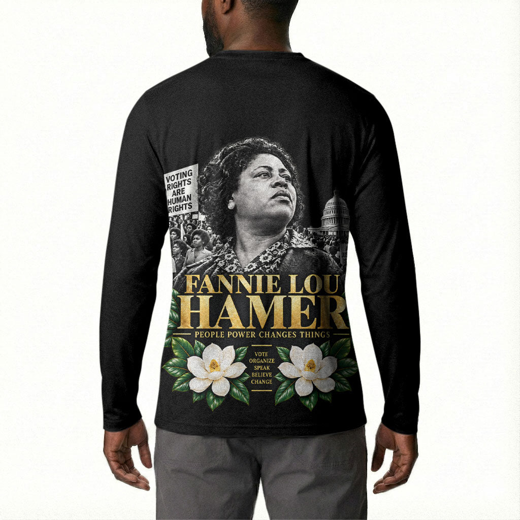 Fannie Lou Hamer Civil Rights Button Sweatshirt Voting Rights Activist Magnolia Flowers Art