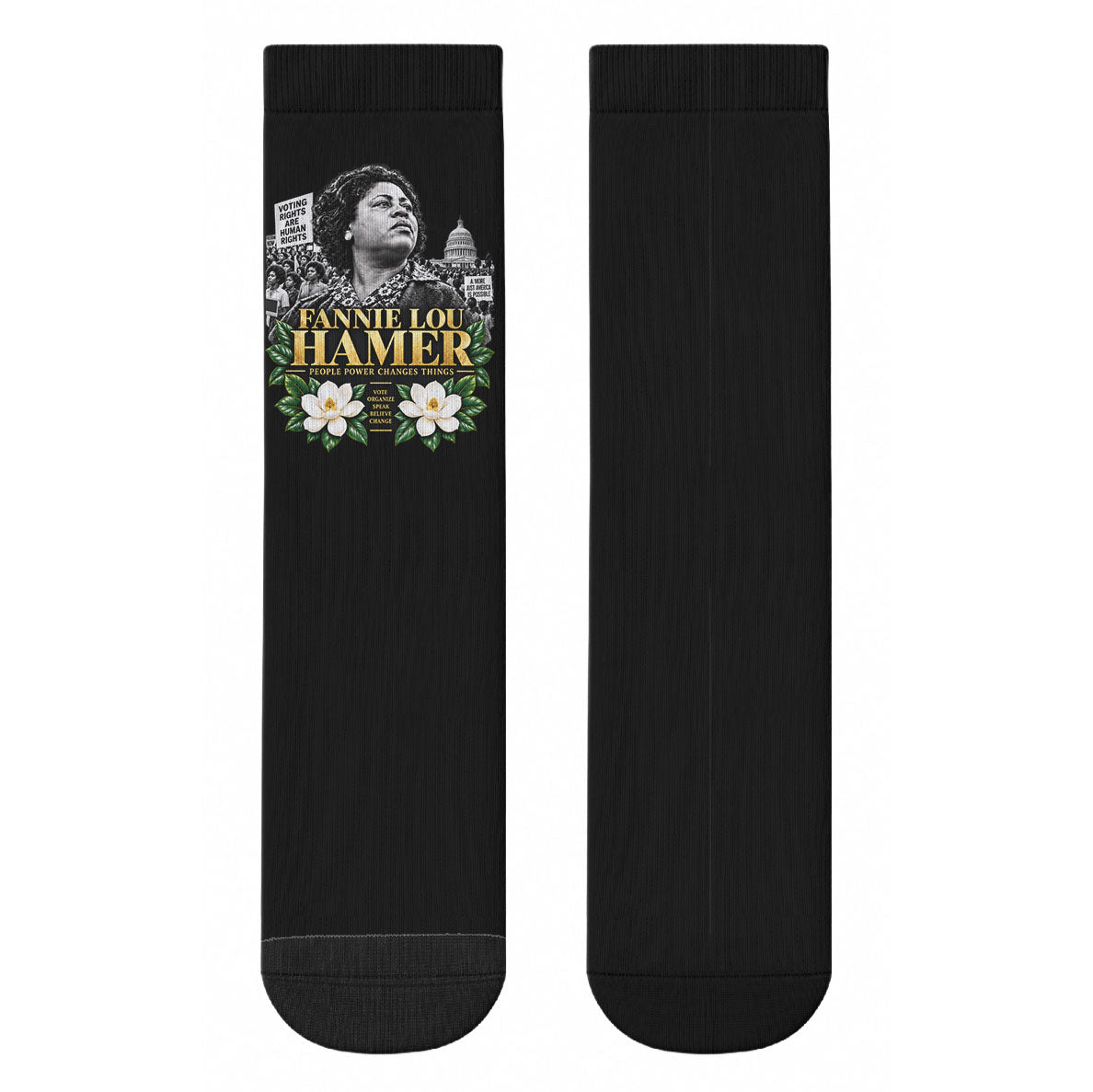 Fannie Lou Hamer Civil Rights Crew Socks Voting Rights Activist Magnolia Flowers Art