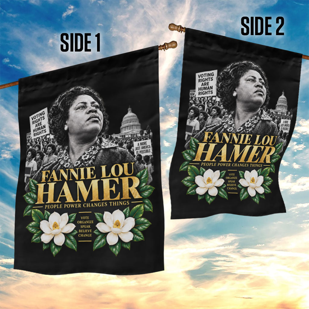 Fannie Lou Hamer Civil Rights Garden Flag Voting Rights Activist Magnolia Flowers Art