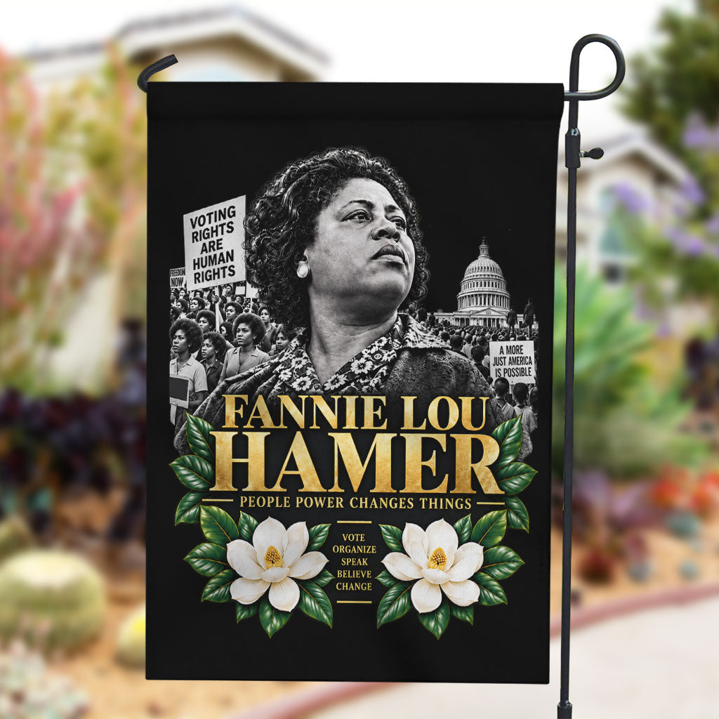 Fannie Lou Hamer Civil Rights Garden Flag Voting Rights Activist Magnolia Flowers Art
